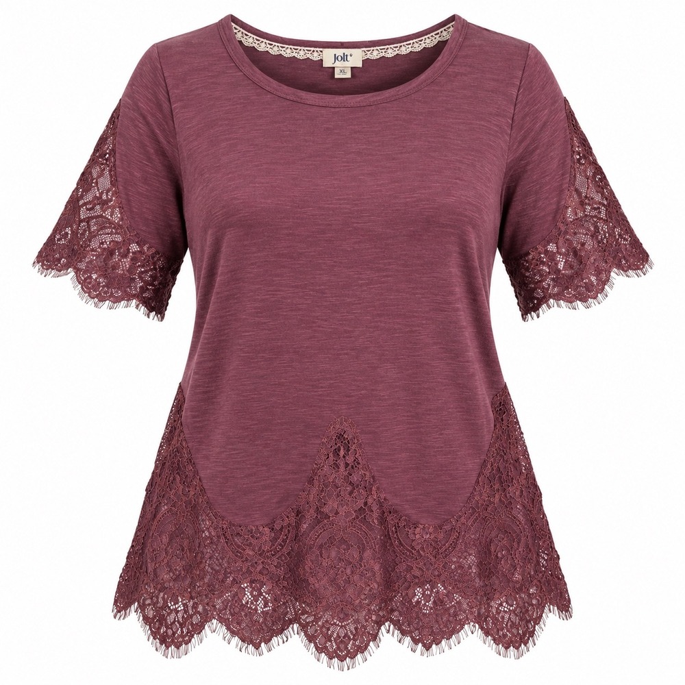 Jolt XL Lace Sleeve Top Boho Romantic Cottagecore Plum Burgundy